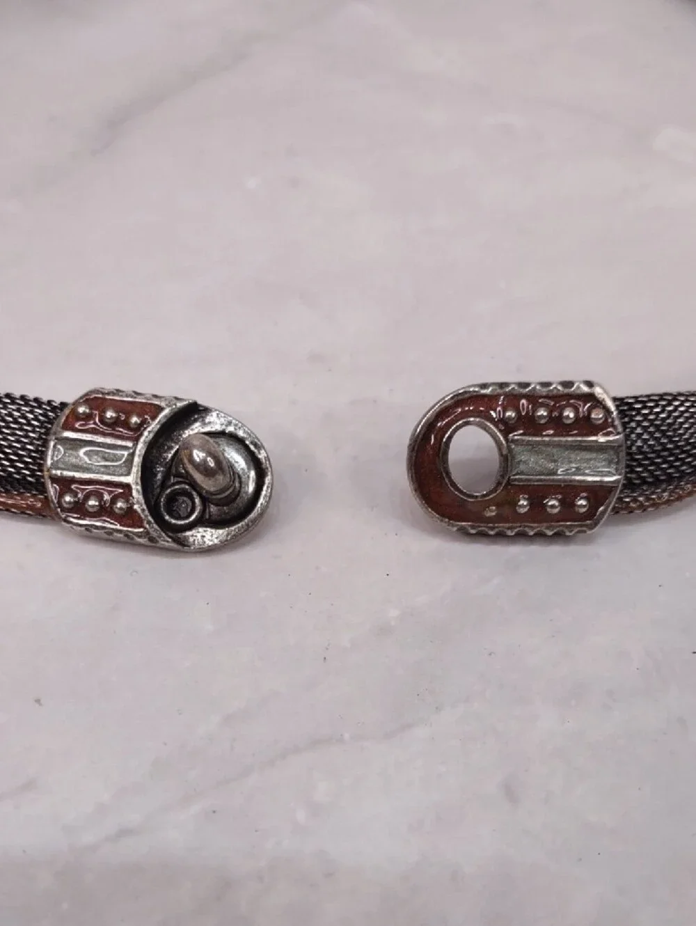 So Rachel By Longaberger Gunmetal/Copper Mesh Collar Necklace